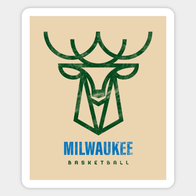 Milwaukee Bucks Modern Logo, Buck Wild Basketball Magnet by BooTeeQue